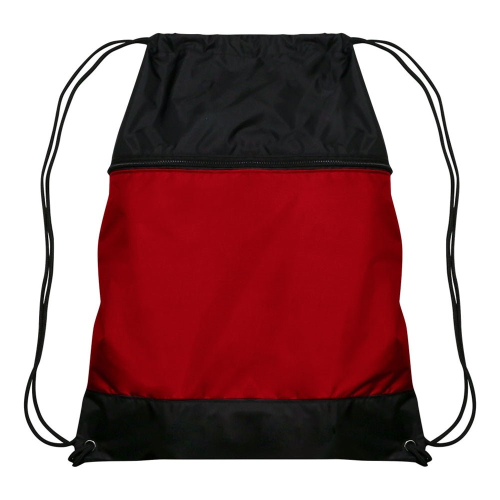 Champro Drawstring Bag w/Zipper Pocket | Champro E73 - SCARLET Standard Luggage Straps