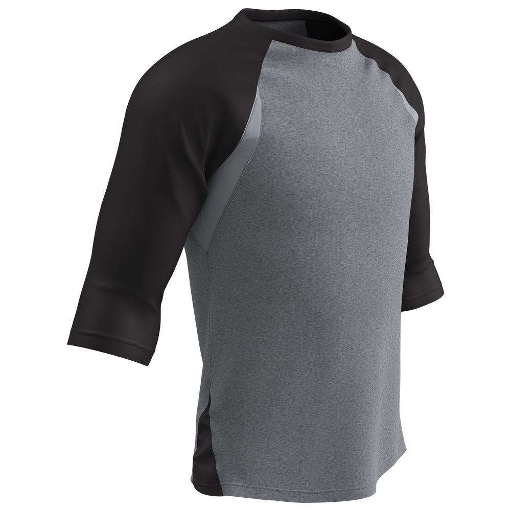 Champro EXTRA INNINGS 3/4 Sleeve Baseball Shirt | Champro BS25 GREYBLACKSLEEVE S Baseball & Softball