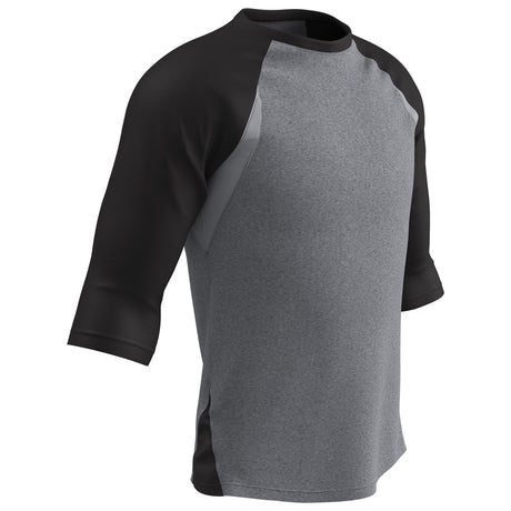Champro EXTRA INNINGS 3/4 Sleeve Baseball Shirt | Champro BS25 GREYBLACKSLEEVE S Baseball & Softball