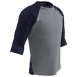 Champro EXTRA INNINGS 3/4 Sleeve Baseball Shirt | Champro BS25 GREYNAVYSLEEVE S Baseball & Softball