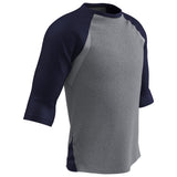 Champro EXTRA INNINGS 3/4 Sleeve Baseball Shirt | Champro BS25 GREYNAVYSLEEVE S Baseball & Softball
