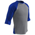 Champro EXTRA INNINGS 3/4 Sleeve Baseball Shirt | Champro BS25 GREYROYALSLEEVE S Baseball & Softball