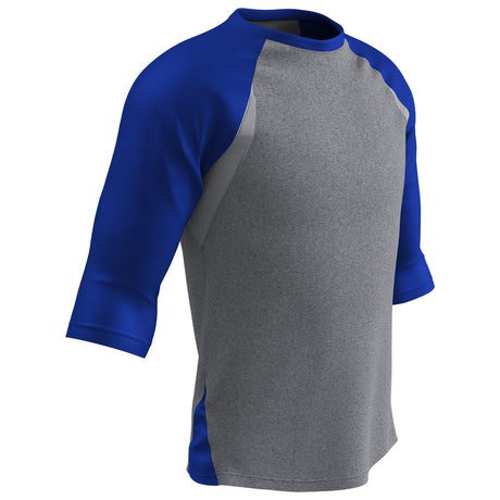 Champro EXTRA INNINGS 3/4 Sleeve Baseball Shirt | Champro BS25 GREYROYALSLEEVE S Baseball & Softball