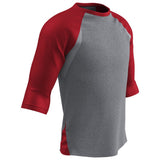 Champro EXTRA INNINGS 3/4 Sleeve Baseball Shirt | Champro BS25 GREYSCARLETSLEEVE S Baseball & Softball