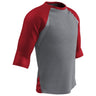 Champro EXTRA INNINGS 3/4 Sleeve Baseball Shirt | Champro BS25 GREYSCARLETSLEEVE S Baseball & Softball