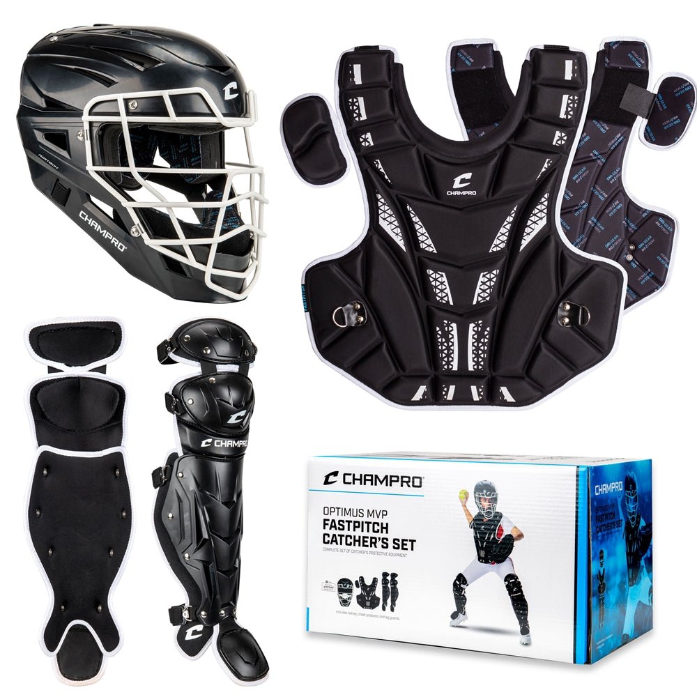 catchers gear custom Champro Fastpitch Catcher's Kit, Black / Age 8 & Under