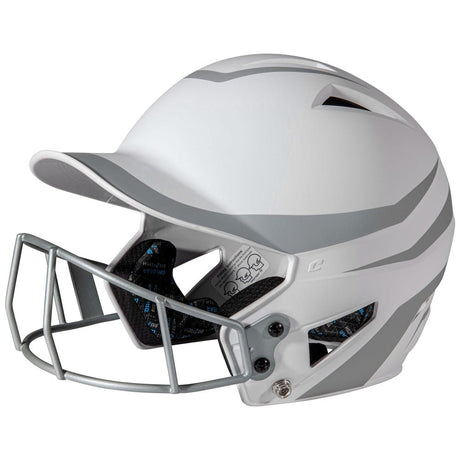 Champro HX Rise Legend Batting Helmet w/Facemask | Champro HXFPM2 SILVER Senior Baseball & Softball Protective Gear