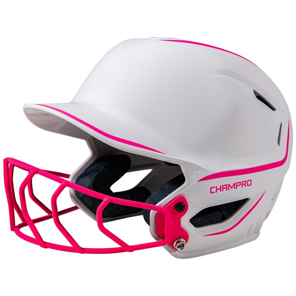 Champro HXE Two - Tone Matte Softball Helmet w/Facemask | Champro HXEFPM2 PINK M