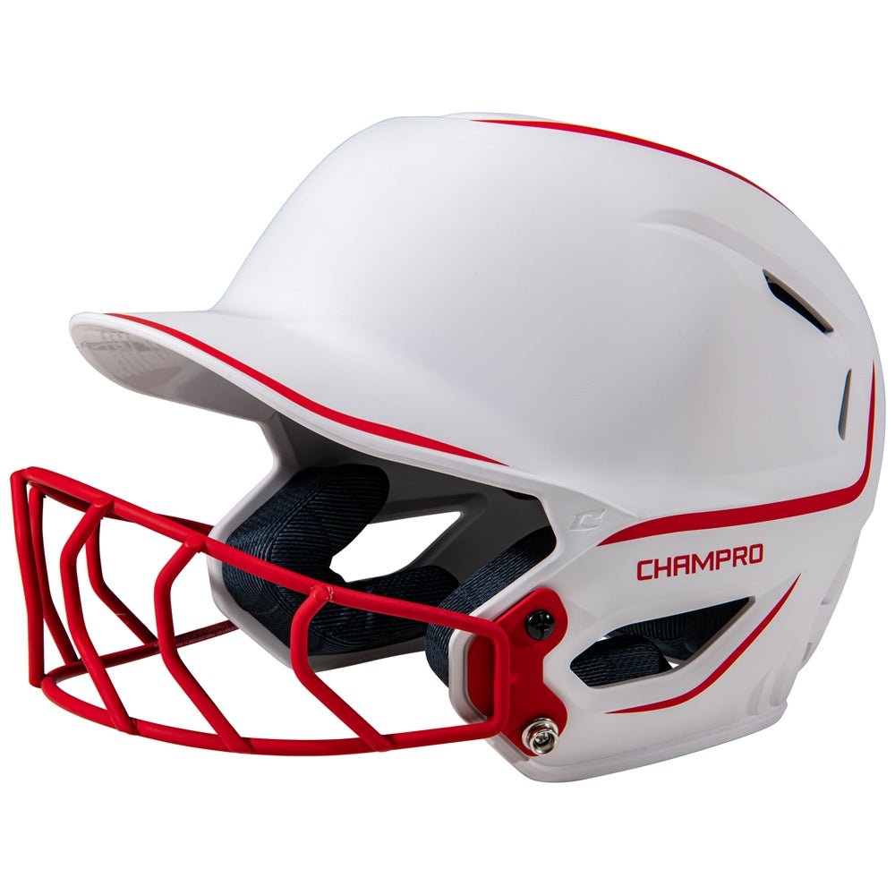Champro HXE Two - Tone Matte Softball Helmet w/Facemask | Champro HXEFPM2 SCARLET M