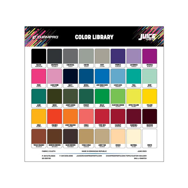 Champro Juice Flavor Guide | Champro J - SWATCH Standard Standard