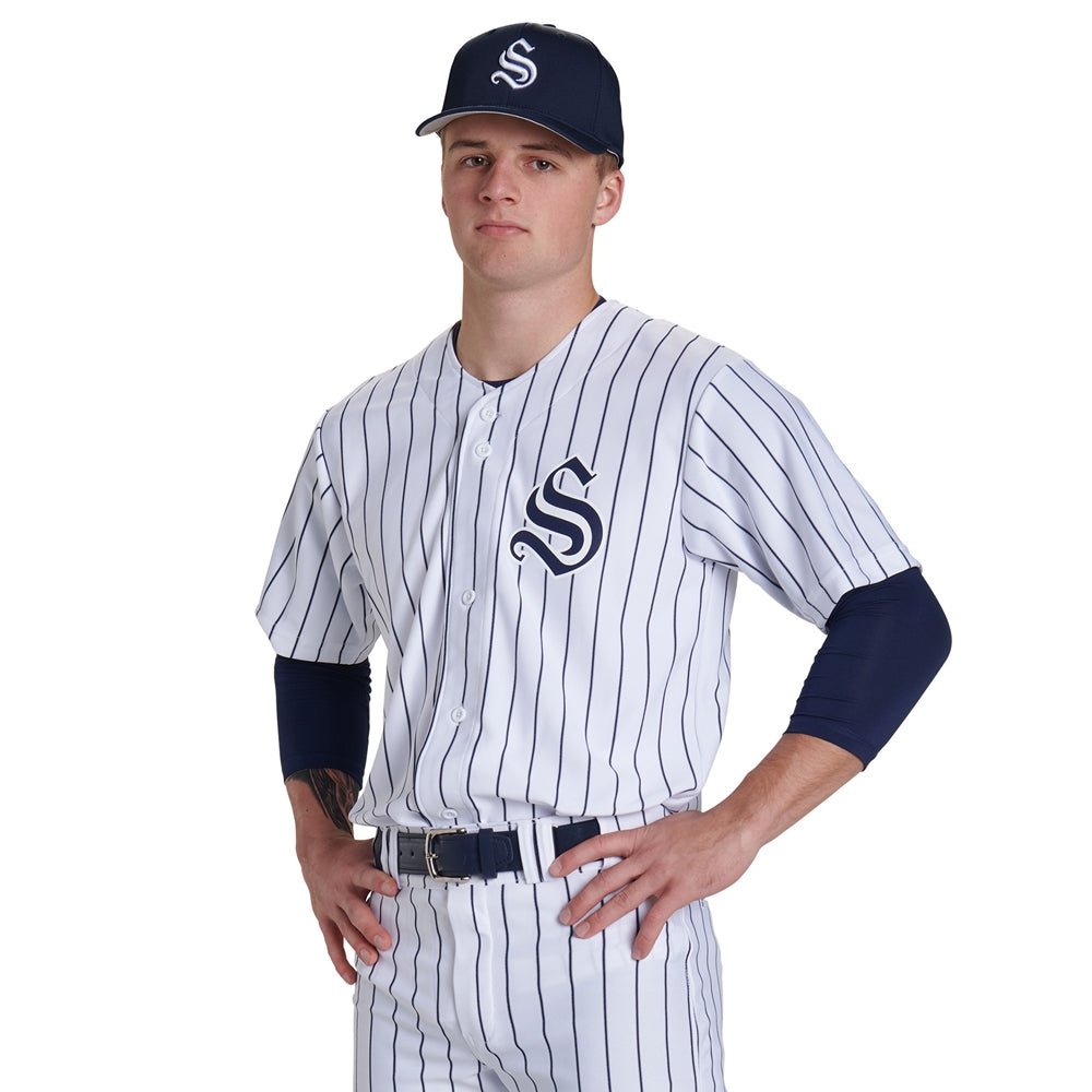Champro Pro - Style Warp Knit Jersey | Champro BS14 - BS14Y GREYBLACKPIN S Baseball & Softball Jerseys