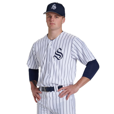 Champro Pro - Style Warp Knit Jersey | Champro BS14 - BS14Y GREYBLACKPIN S Baseball & Softball Jerseys