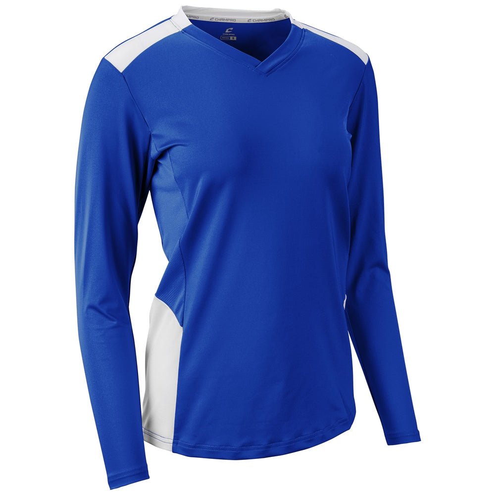 Champro Rally Long Sleeve Volleyball Jersey | Champro VJ10 ROYALWHITE XS Volleyball