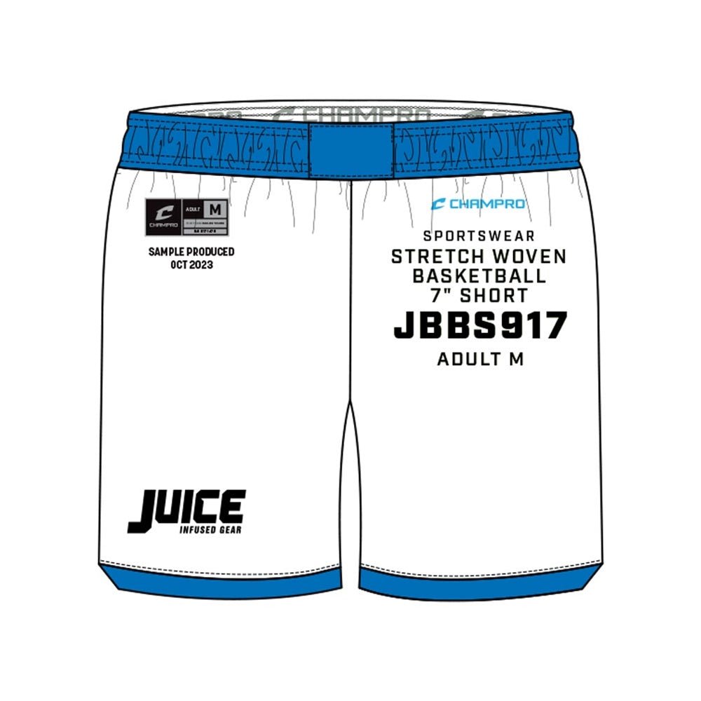 Champro SIZE KIT Juice Stretch Woven Basketball 7\" Short | Champro SJBBS917KIT Standard S Basketball