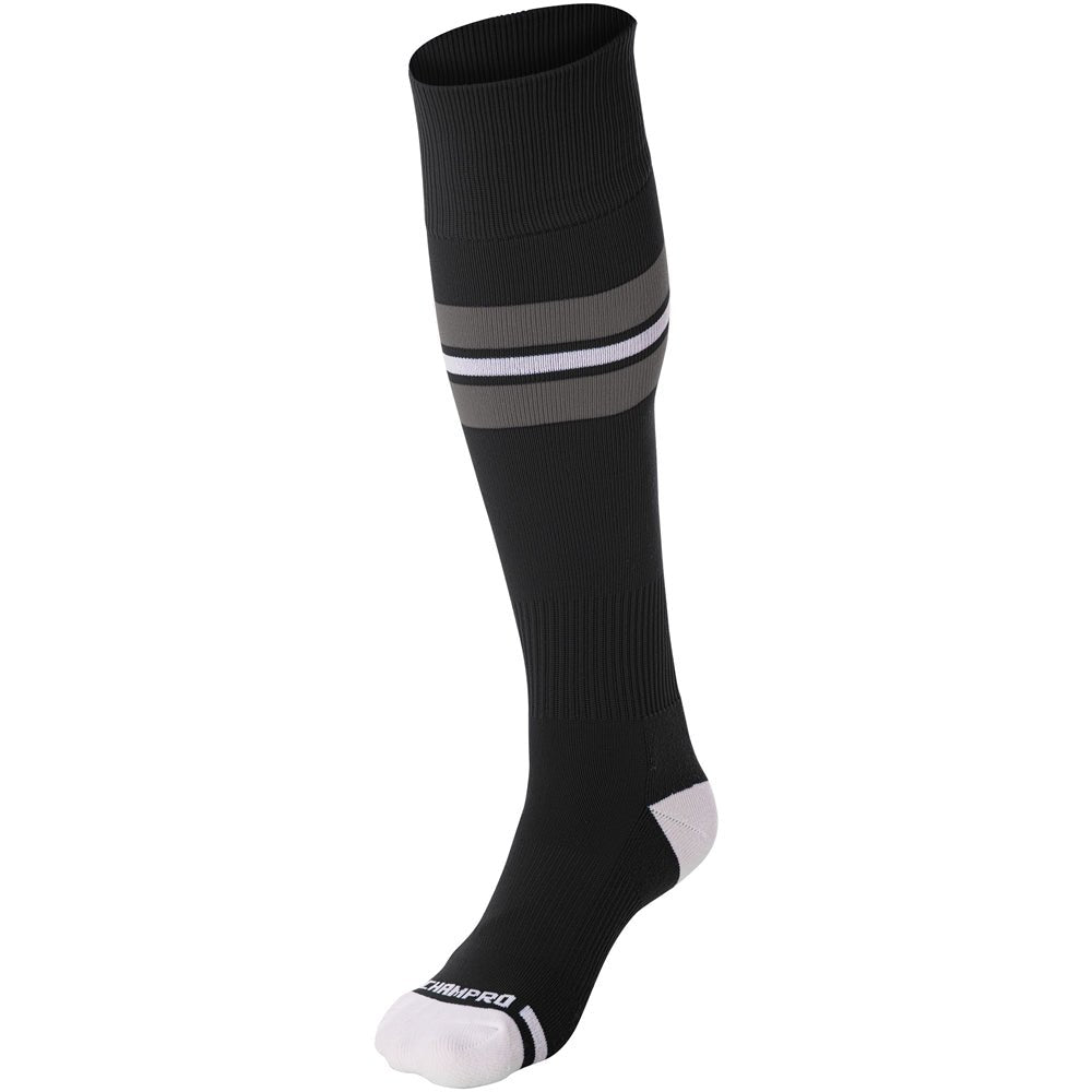 Champro Striped Baseball Sock | Champro AS3 BLACKGREYWHITE XS Athletic Socks