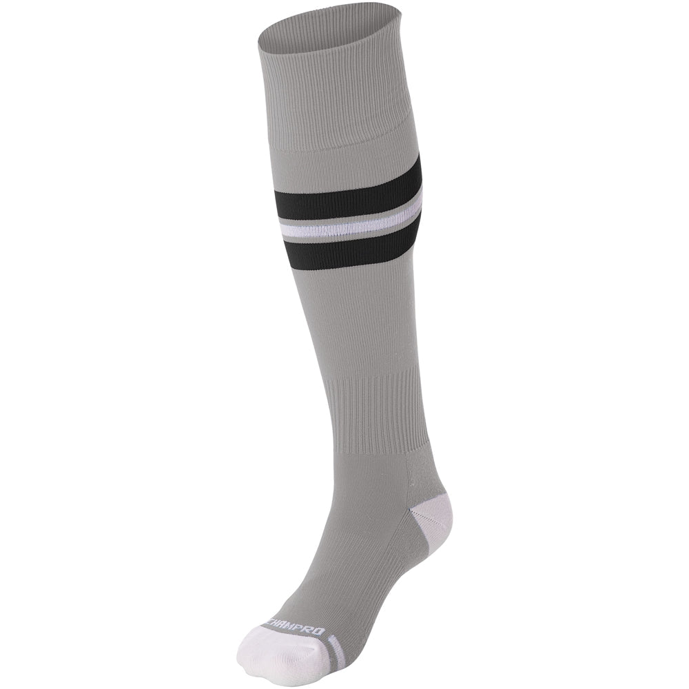 Champro Striped Baseball Sock | Champro AS3 GREYBLACKWHITE XS Athletic Socks