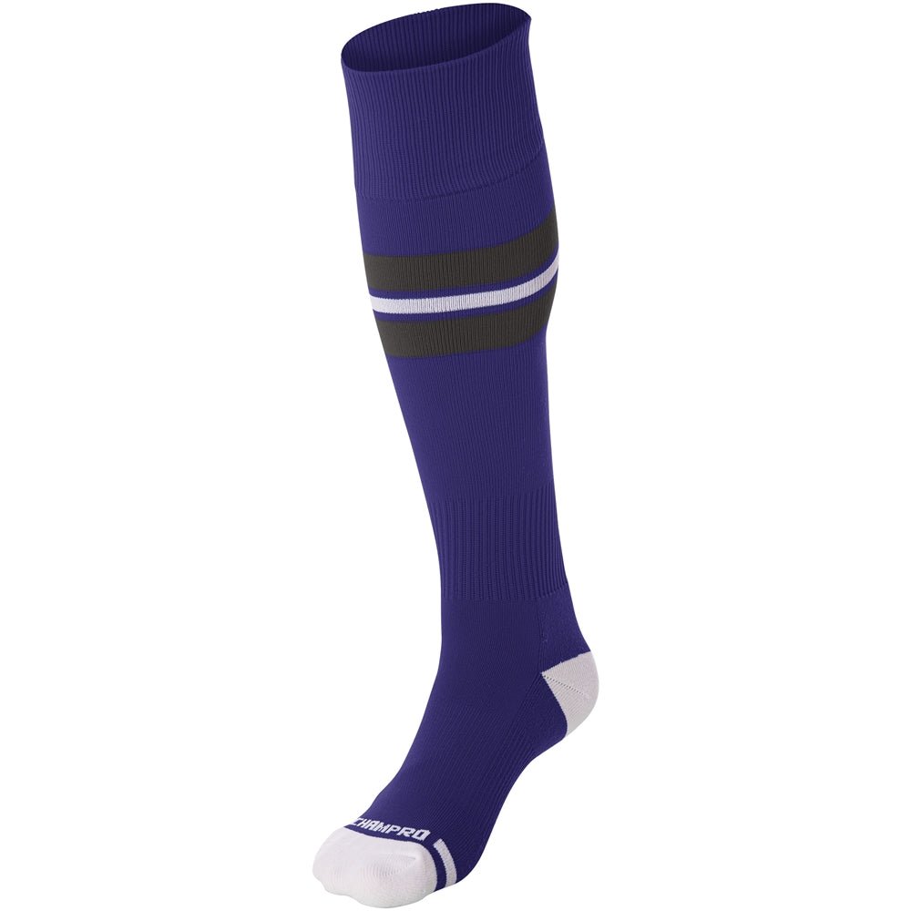 Champro Striped Baseball Sock | Champro AS3 PURPLEGRAPHITEWHITE XS Athletic Socks