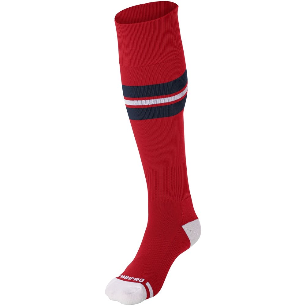 Champro Striped Baseball Sock | Champro AS3 SCARLETNAVYWHITE XS Athletic Socks