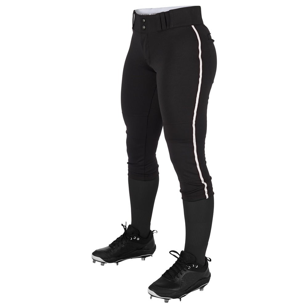 Champro TOURNAMENT w/Pipe Softball Pant | Champro BP11P BLACKWHITEPIPE Girls S Softball Pants
