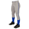 Champro TOURNAMENT w/Pipe Softball Pant | Champro BP11P GREYROYALPIPE Girls S Softball Pants
