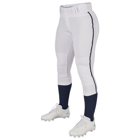 Champro TOURNAMENT w/Pipe Softball Pant | Champro BP11P WHITENAVY Girls S Softball Pants
