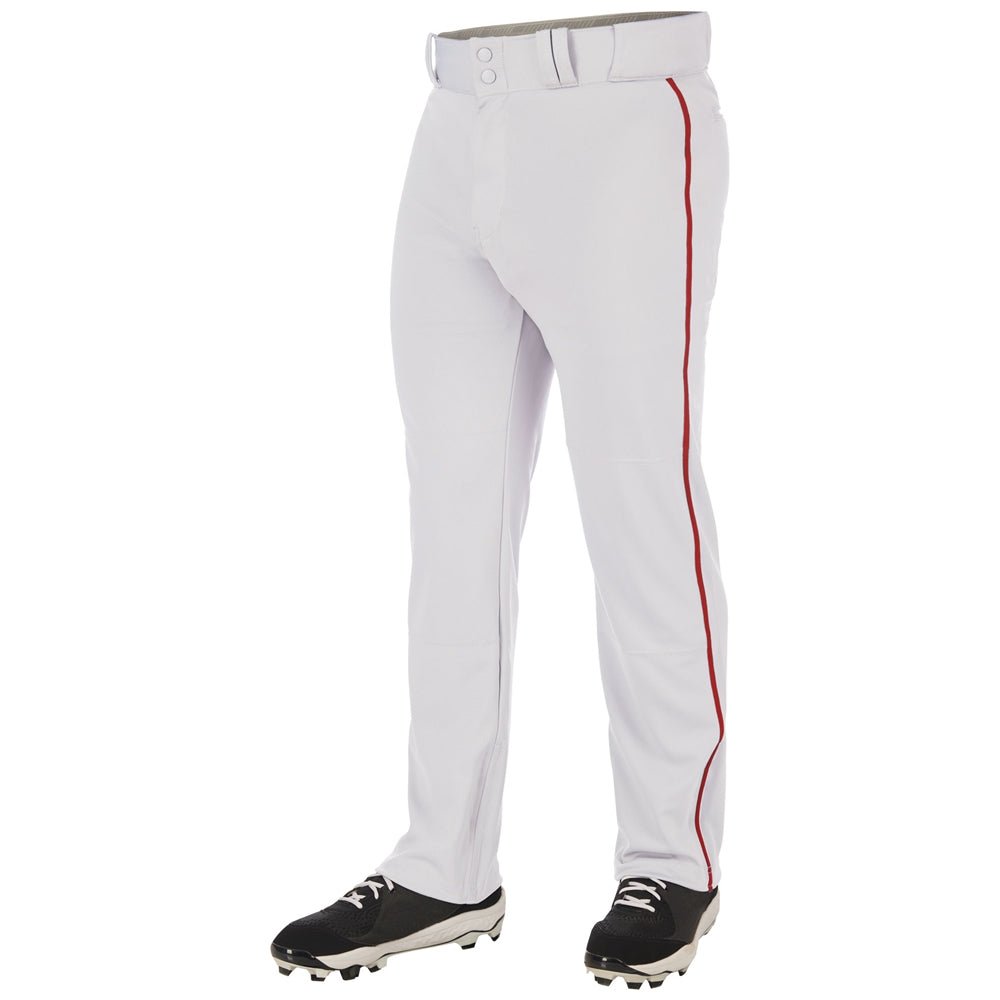 Champro Triple Crown Open Bottom Pant with Pipe | Champro BP91U WHITESCARLETPIPE S Baseball Pants