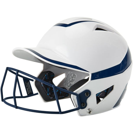 Champro Two - Tone Softball Helmet w/Mask | Champro HXFPG2 WHITENAVY Senior Baseball & Softball Protective Gear