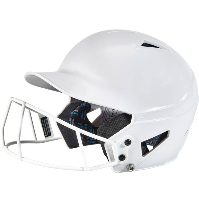 Champro Uncoated HX Softball Helmet w/Mask | Champro HXFPU WHITE Standard Baseball & Softball Protective Gear