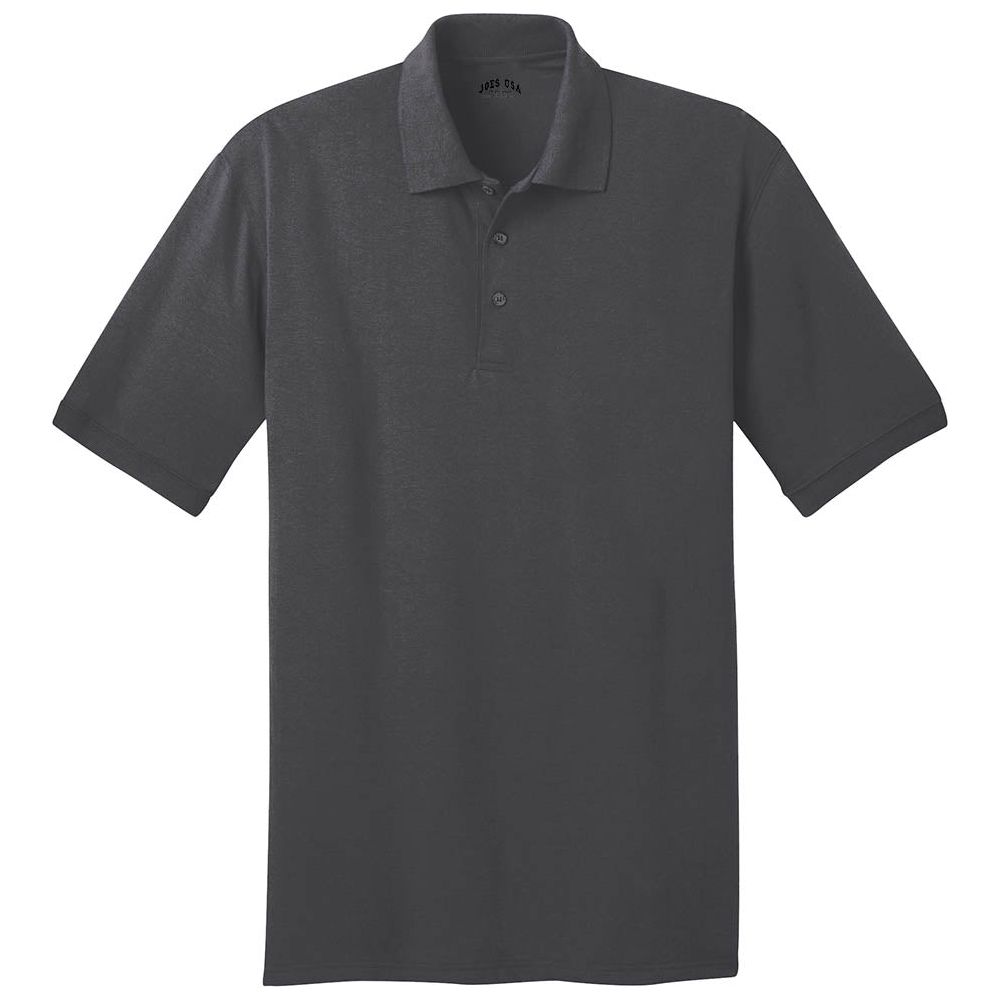 Men's 5.5-Ounce Jersey Knit Polo in Regular, Big & Tall Sizes Joe's USA Charcoal