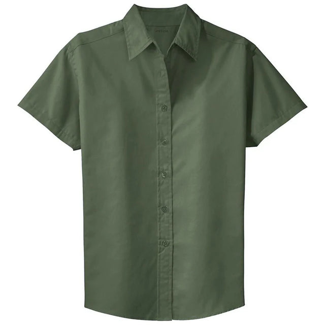 Womens Short Sleeve Wrinkle Resistant Easy Care Shirts-CloverGreen Joe's USA Clover Green X-Small