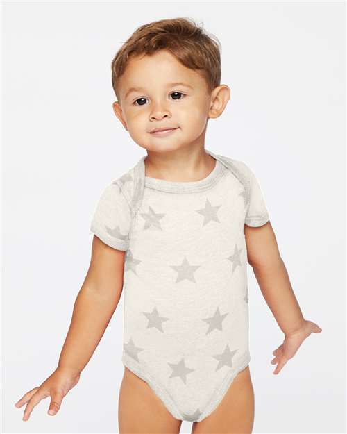 Code Five Infant Star Print Bodysuit - Code Five 4329 Natural Heather Star NB