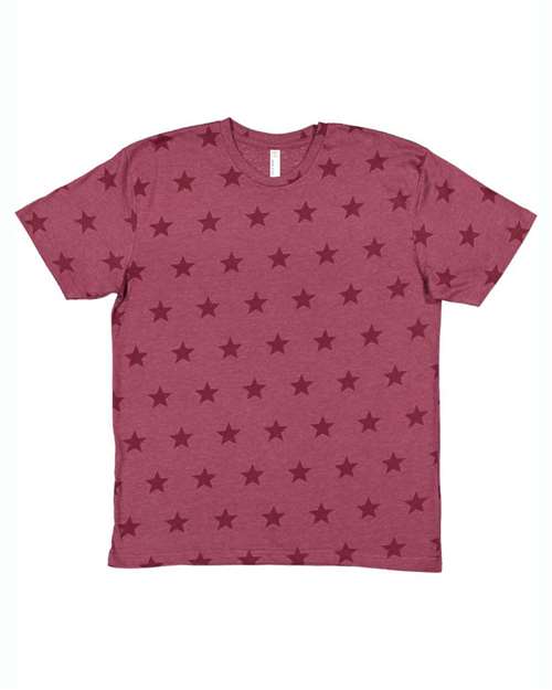 Code Five Men's Star Print Tee - Code Five 3929 Burgundy Star S Short Sleeve T-Shirts
