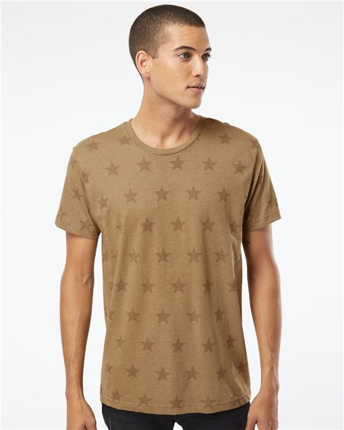 Code Five Men's Star Print Tee - Code Five 3929 Burgundy Star S Short Sleeve T-Shirts