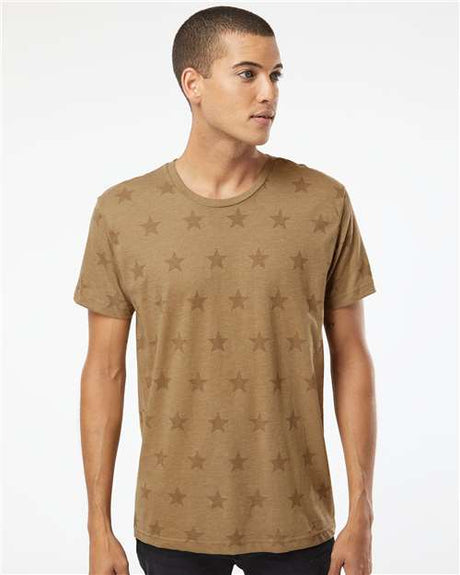 Code Five Men's Star Print Tee - Code Five 3929 Coyote Brown Star S Short Sleeve T-Shirts