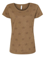 Code Five Women's Star Print Scoop Neck Tee - Code Five 3629 Coyote Brown Star S Short Sleeve T-Shirts
