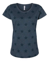 Code Five Women's Star Print Scoop Neck Tee - Code Five 3629 Denim Star S Short Sleeve T-Shirts
