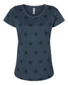 Code Five Women's Star Print Scoop Neck Tee - Code Five 3629 Denim Star S Short Sleeve T-Shirts