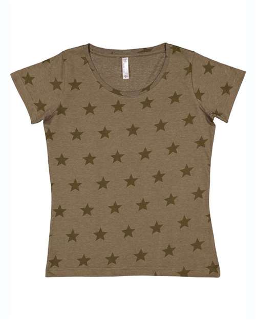 Code Five Women's Star Print Scoop Neck Tee - Code Five 3629 Granite Heather Star S Short Sleeve T-Shirts