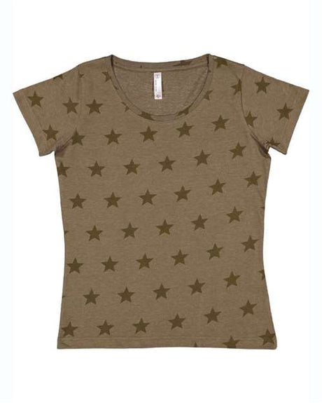Code Five Women's Star Print Scoop Neck Tee - Code Five 3629 Granite Heather Star S Short Sleeve T-Shirts
