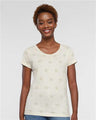 Code Five Women's Star Print Scoop Neck Tee - Code Five 3629 Natural Heather Star S Short Sleeve T-Shirts