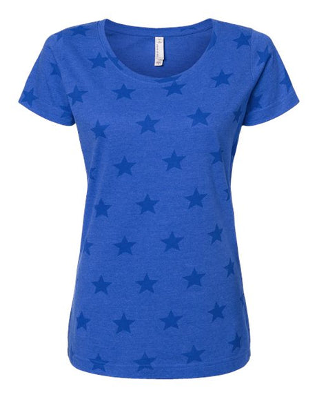Code Five Women's Star Print Scoop Neck Tee - Code Five 3629 Royal Star S Short Sleeve T-Shirts