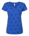 Code Five Women's Star Print Scoop Neck Tee - Code Five 3629 Royal Star S Short Sleeve T-Shirts