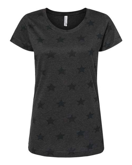 Code Five Women's Star Print Scoop Neck Tee - Code Five 3629 Smoke Star S Short Sleeve T-Shirts