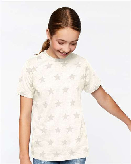 Code Five Youth Star Print Tee - Code Five 2229 Natural Heather Star XS Short Sleeve T-Shirts