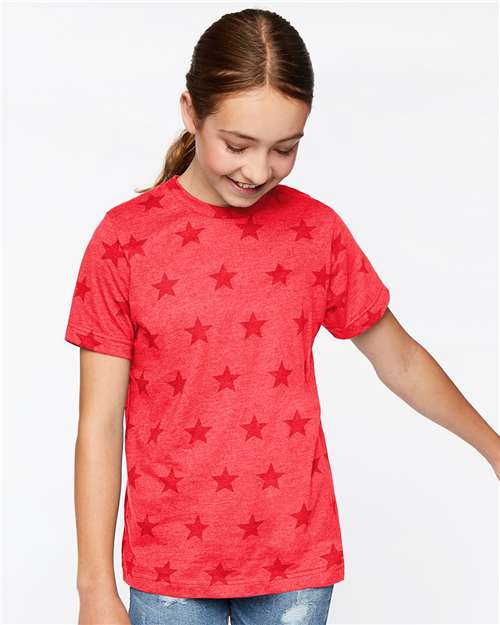 Code Five Youth Star Print Tee - Code Five 2229 Red Star XS Short Sleeve T-Shirts