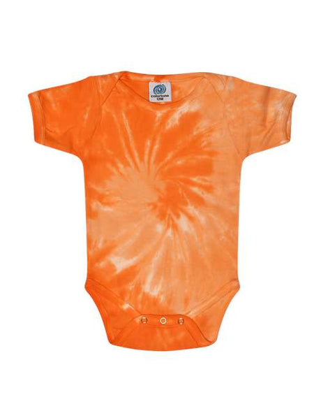 Colortone Infant Tie - Dyed Onesie - Colortone 5100 Spiral Orange 24M