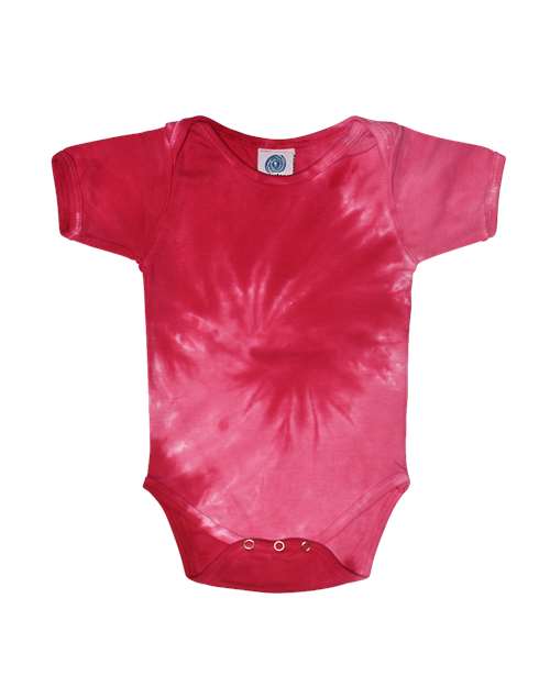Colortone Infant Tie - Dyed Onesie - Colortone 5100 Spiral Pink 18M