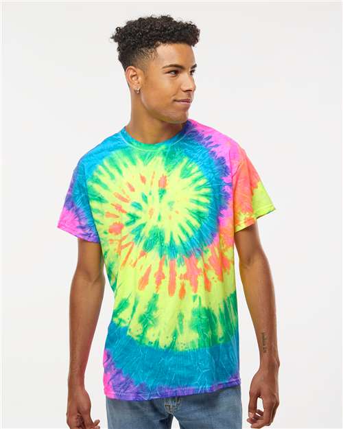 Colortone Unisex Multi - Color Tie - Dyed T-Shirt - Neon Rainbow - Colortone 1000 Neon Rainbow S Short Sleeve T-Shirts