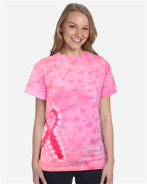 Colortone Unisex Shapes Tie - Dyed T-Shirt - Colortone 1150 Pink Ribbon S Short Sleeve T-Shirts