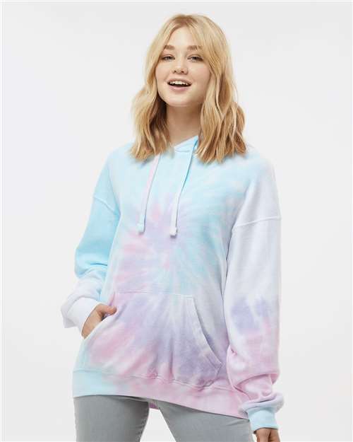 Colortone Unisex Tie - Dyed Cloud Fleece Hooded Sweatshirt - Colortone 8600 Unicorn S Sweatshirts
